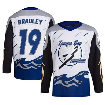 Men's Brian Bradley Tampa Bay Lightning ＃19 Authentic White Reverse Retro 2.0 Jersey