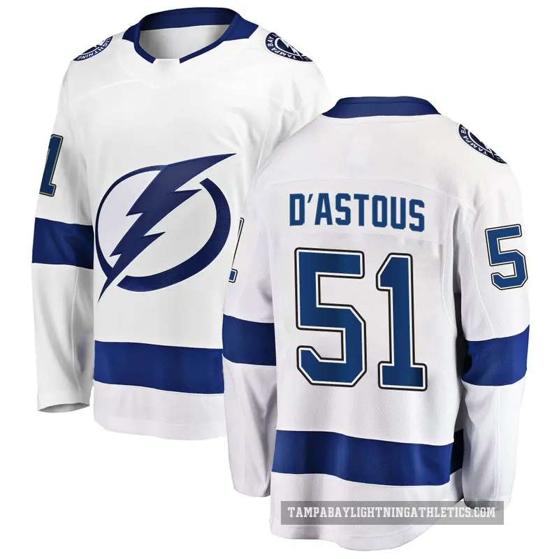 Men's Charles-Edouard D'Astous Tampa Bay Lightning ＃51 Breakaway White Away Jersey