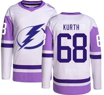 Men's Connor Kurth Tampa Bay Lightning ＃68 Authentic Hockey Fights Cancer Jersey