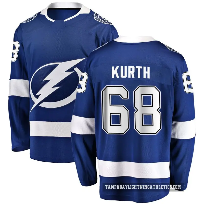Men's Connor Kurth Tampa Bay Lightning ＃68 Breakaway Blue Home Jersey