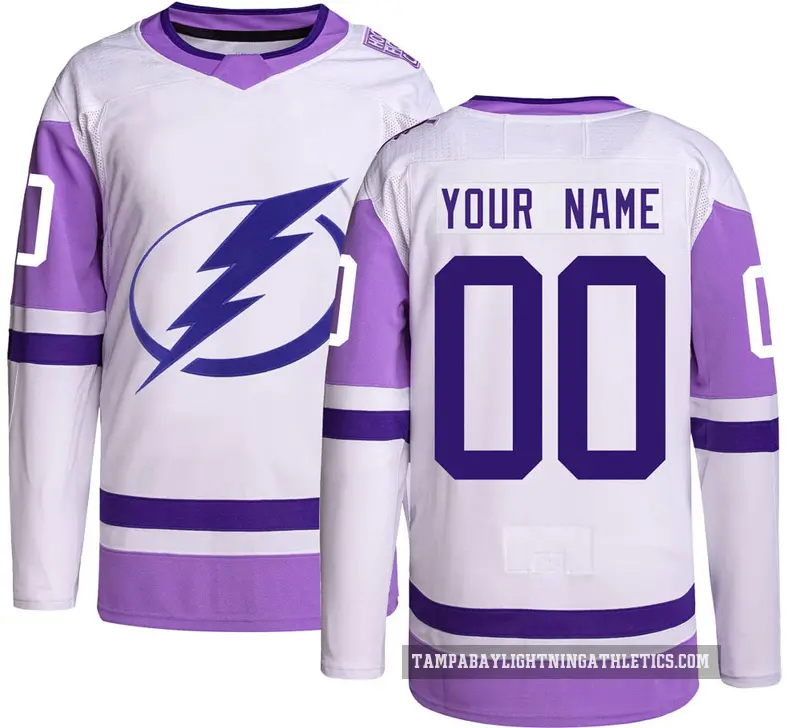 Men's Custom Tampa Bay Lightning ＃00 Authentic Hockey Fights Cancer Jersey