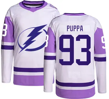 Men's Daren Puppa Tampa Bay Lightning ＃93 Authentic Hockey Fights Cancer Jersey