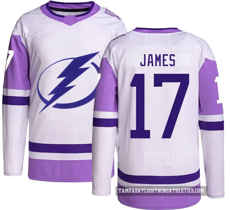 Men's Dominic James Tampa Bay Lightning ＃17 Authentic Hockey Fights Cancer Jersey