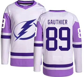Men's Ethan Gauthier Tampa Bay Lightning ＃89 Authentic Hockey Fights Cancer Jersey