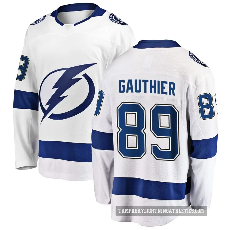 Men's Ethan Gauthier Tampa Bay Lightning ＃89 Breakaway White Away Jersey