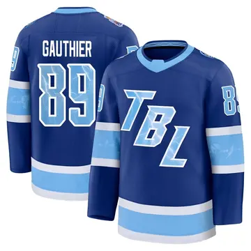 Men's Ethan Gauthier Tampa Bay Lightning ＃89 Premium Blue 2026 Stadium Series Jersey
