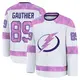 Men's Ethan Gauthier Tampa Bay Lightning ＃89 Premium White 2024 Hockey Fights Cancer Practice Jersey