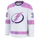Men's Jonas Johansson Tampa Bay Lightning ＃31 Premium White 2024 Hockey Fights Cancer Practice Jersey