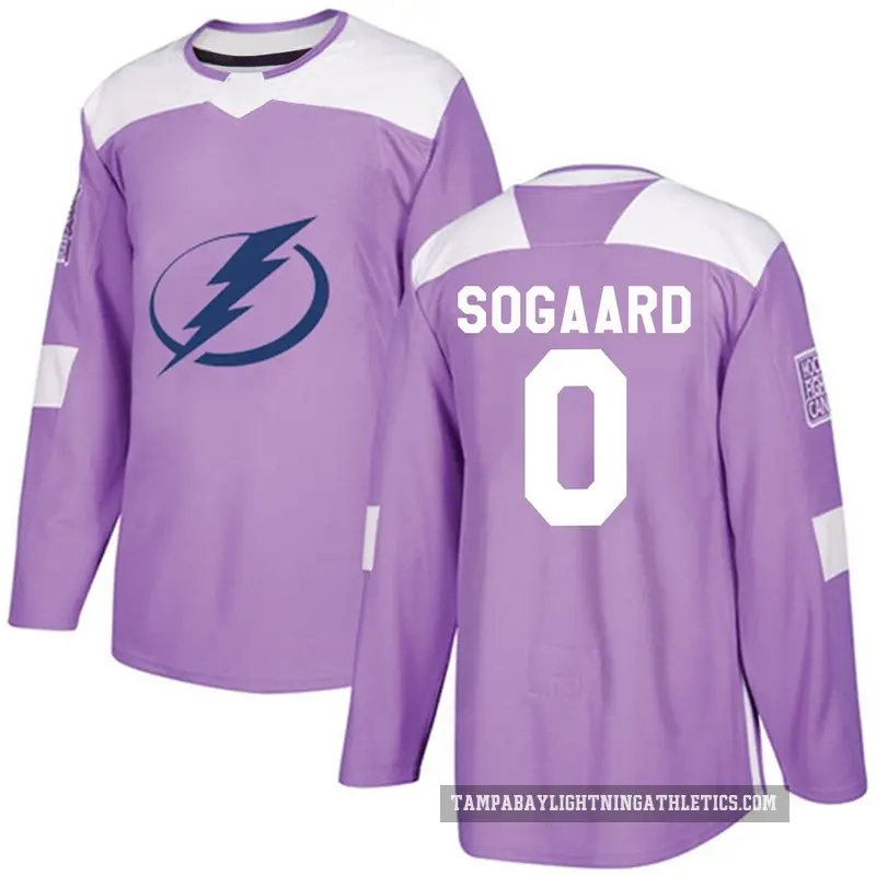 Men's Mads Sogaard Tampa Bay Lightning ＃0 Authentic Purple Fights Cancer Practice Jersey