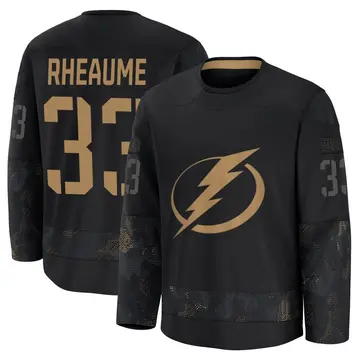 Men's Manon Rheaume Tampa Bay Lightning ＃33 Premium Black 2024 Military Appreciation Practice Jersey