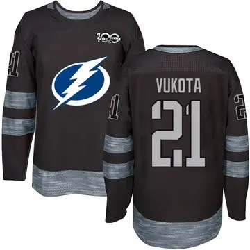 Men's Mick Vukota Tampa Bay Lightning ＃21 Authentic Black 1917-2017 100th Anniversary Jersey