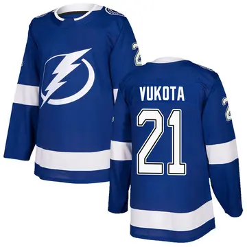 Men's Mick Vukota Tampa Bay Lightning ＃21 Authentic Blue Home Jersey