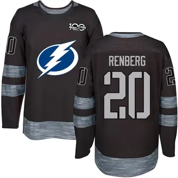 Men's Mikael Renberg Tampa Bay Lightning ＃20 Authentic Black 1917-2017 100th Anniversary Jersey