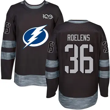 Men's Milo Roelens Tampa Bay Lightning ＃36 Authentic Black 1917-2017 100th Anniversary Jersey