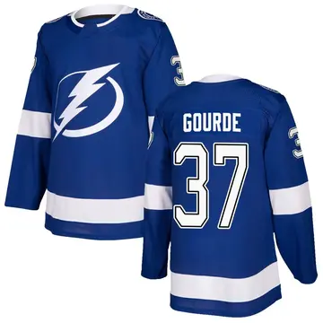 Men's Yanni Gourde Tampa Bay Lightning ＃37 Authentic Blue Home Jersey