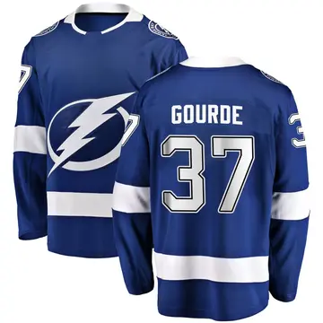 Men's Yanni Gourde Tampa Bay Lightning ＃37 Breakaway Blue Home Jersey