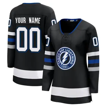 Women's Custom Tampa Bay Lightning ＃00 Breakaway Black Alternate Premier Jersey
