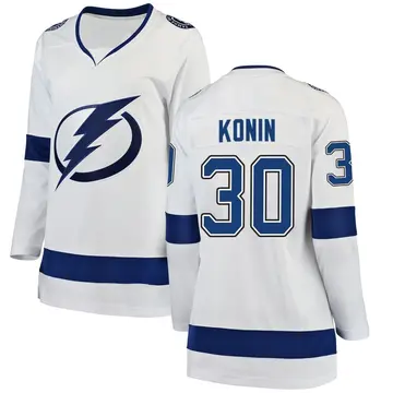 Women's Kyle Konin Tampa Bay Lightning ＃30 Breakaway White Away Jersey