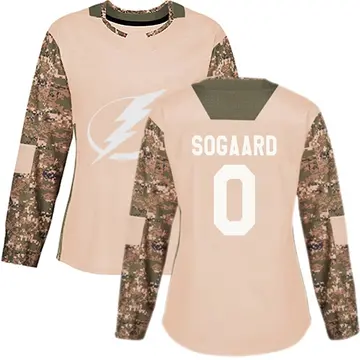 Women's Mads Sogaard Tampa Bay Lightning ＃0 Authentic Camo Veterans Day Practice Jersey