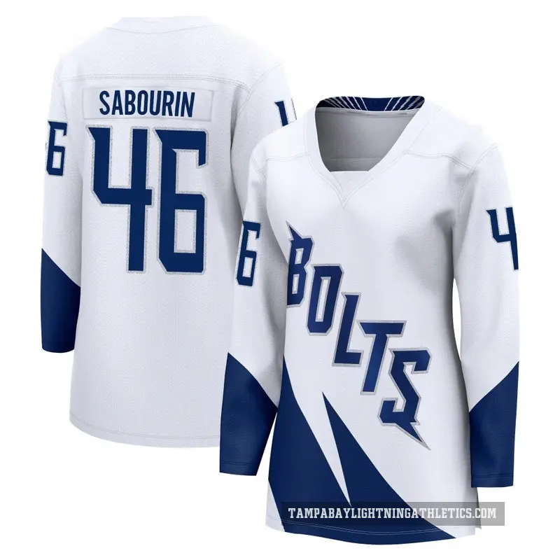 Women's Scott Sabourin Tampa Bay Lightning ＃46 Breakaway White 2022 Stadium Series Jersey