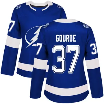 Women's Yanni Gourde Tampa Bay Lightning ＃37 Authentic Blue Home Jersey