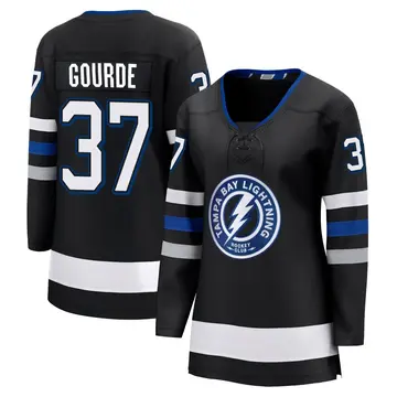 Women's Yanni Gourde Tampa Bay Lightning ＃37 Breakaway Black Alternate Premier Jersey
