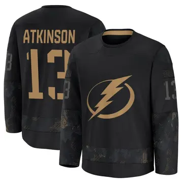 Youth Cam Atkinson Tampa Bay Lightning ＃13 Premium Black 2024 Military Appreciation Practice Jersey