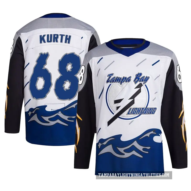 Youth Connor Kurth Tampa Bay Lightning ＃68 Authentic White Reverse Retro 2.0 Jersey