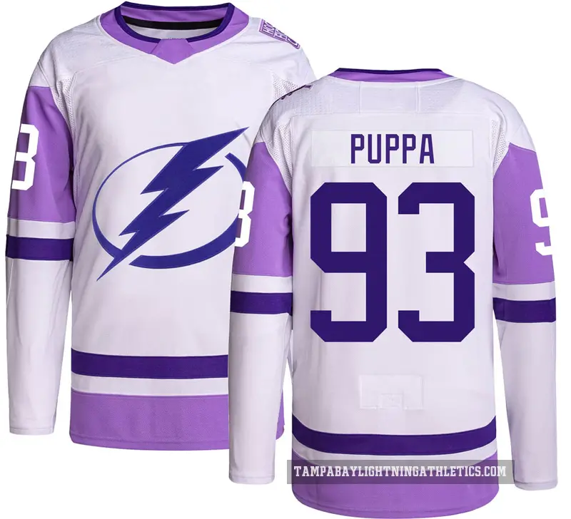 Youth Daren Puppa Tampa Bay Lightning ＃93 Authentic Hockey Fights Cancer Jersey