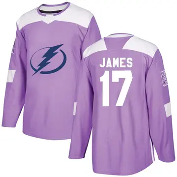 Youth Dominic James Tampa Bay Lightning ＃17 Authentic Purple Fights Cancer Practice Jersey
