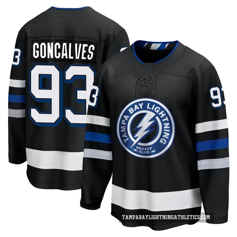 Youth Gage Goncalves Tampa Bay Lightning ＃93 Breakaway Black Alternate Premier Jersey