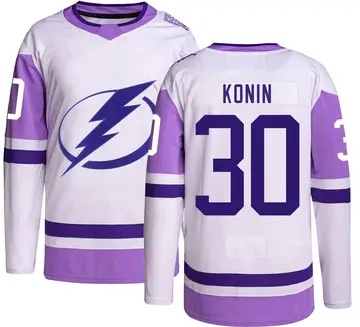 Youth Kyle Konin Tampa Bay Lightning ＃30 Authentic Hockey Fights Cancer Jersey