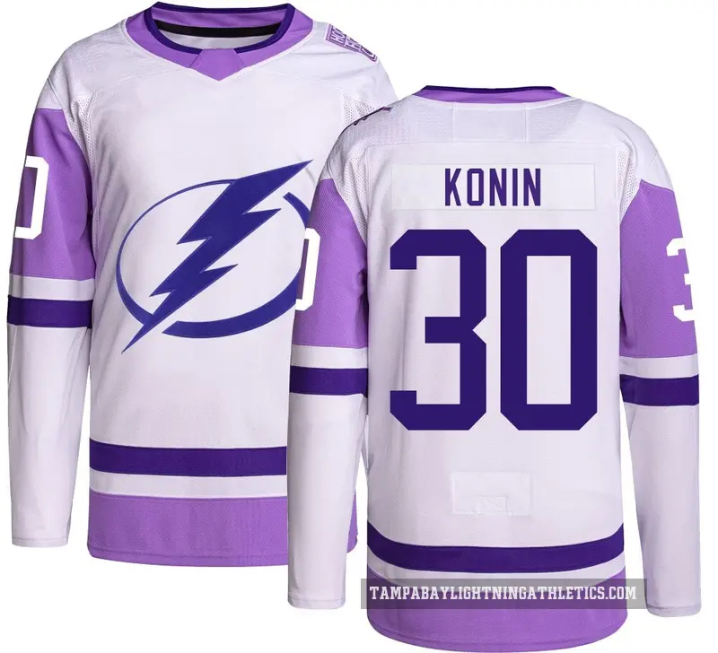 Youth Kyle Konin Tampa Bay Lightning ＃30 Authentic Hockey Fights Cancer Jersey