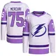 Youth Lucas Mercuri Tampa Bay Lightning ＃75 Authentic White/Purple Hockey Fights Cancer Primegreen Jersey