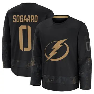 Youth Mads Sogaard Tampa Bay Lightning ＃0 Premium Black 2024 Military Appreciation Practice Jersey
