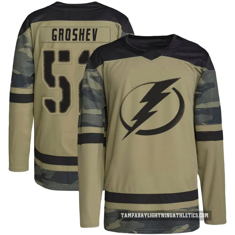Youth Maxim Groshev Tampa Bay Lightning ＃52 Authentic Camo Military Appreciation Practice Jersey