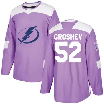 Youth Maxim Groshev Tampa Bay Lightning ＃52 Authentic Purple Fights Cancer Practice Jersey