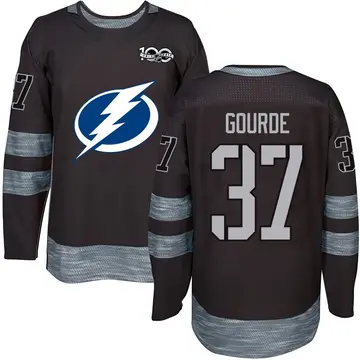 Youth Yanni Gourde Tampa Bay Lightning ＃37 Authentic Black 1917-2017 100th Anniversary Jersey