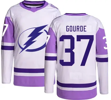 Youth Yanni Gourde Tampa Bay Lightning ＃37 Authentic Hockey Fights Cancer Jersey