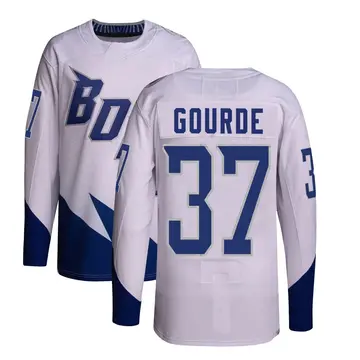 Youth Yanni Gourde Tampa Bay Lightning ＃37 Authentic White 2022 Stadium Series Primegreen Jersey